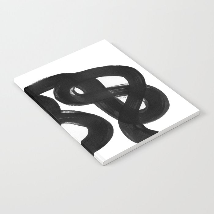Knots Black & White Minimalist Ink Tribal Mid Century Pattern Dark Painting Pattern Notebook Gallery Image 2