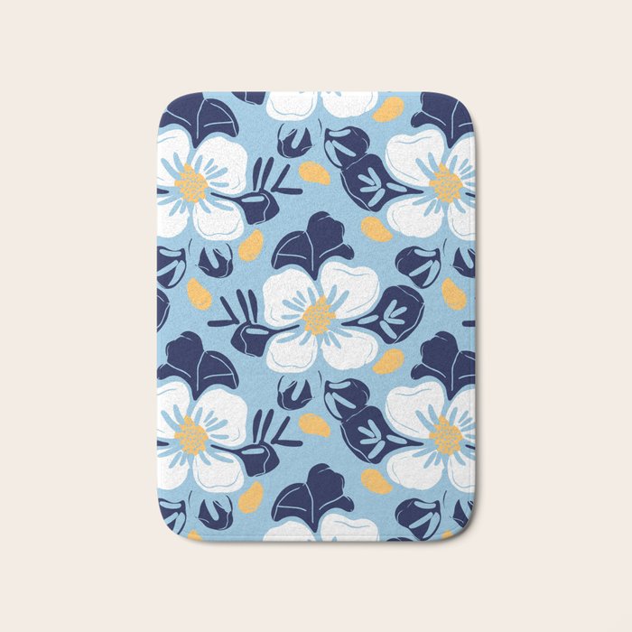 Vintage flower nature art pattern Bath Mat Gallery Image 1