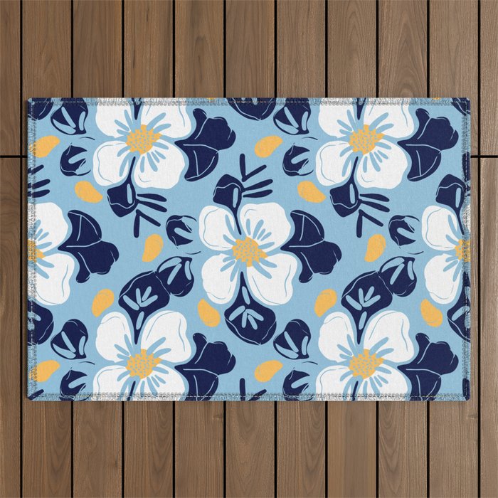 Vintage flower nature art pattern Outdoor Rug Gallery Image 1