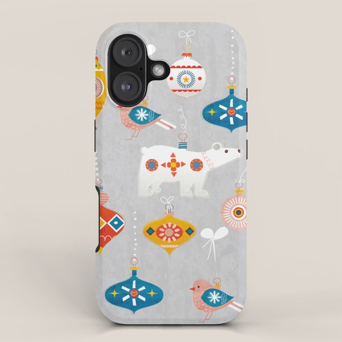 Christmas Vintage Decorations With Bear And Bird Iphone Case