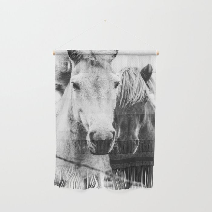 Horses Black and White Wall Hanging Gallery Image 1