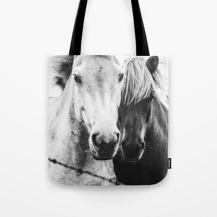 Horses Black and White Tote Bag Gallery Image 1