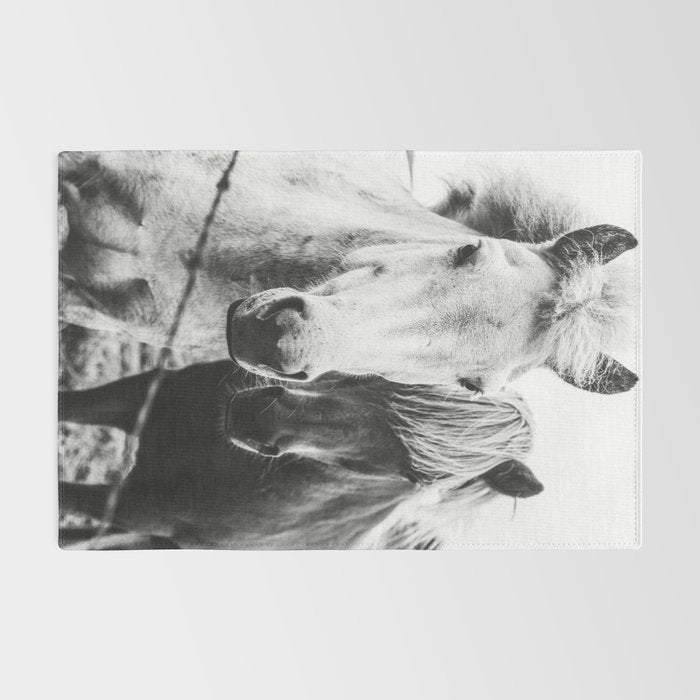 Horses Black and White Rug Gallery Image 2