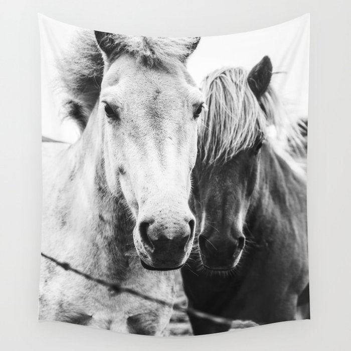 Horses Black and White Wall Tapestry Gallery Image 4