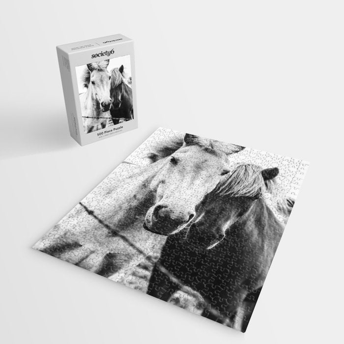 Horses Black and White Jigsaw Puzzle Gallery Image 2