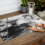 Horses Black and White Outdoor Rug Gallery Image 2