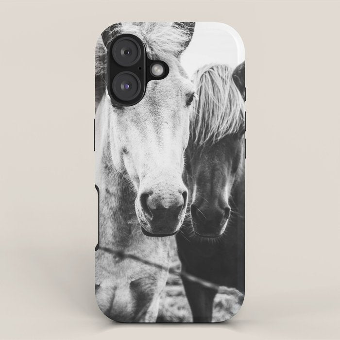 Horses Black and White iPhone Case Gallery Image 1