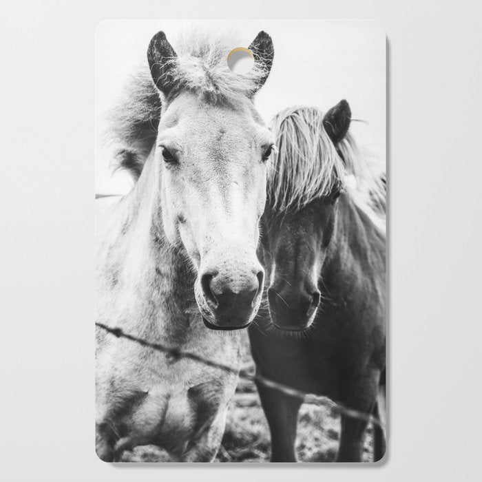Horses Black and White Cutting Board Gallery Image 1