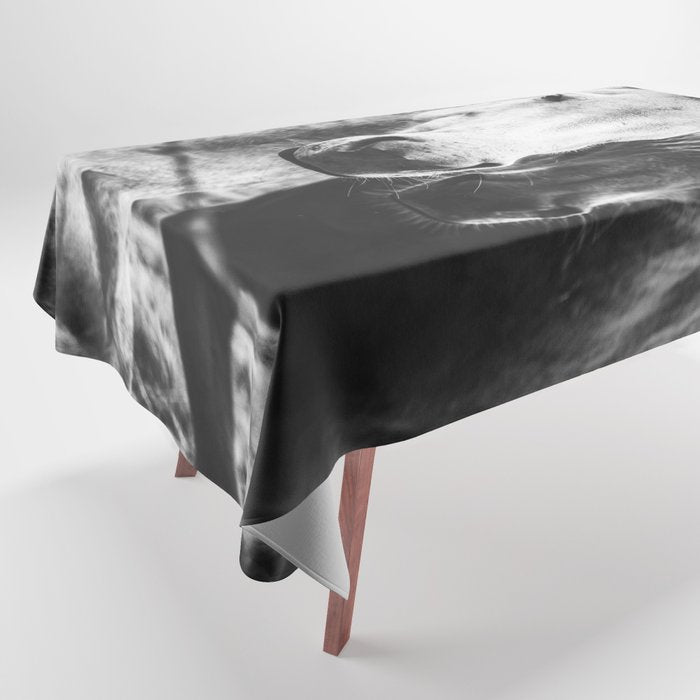 Horses Black and White Tablecloth Gallery Image 1