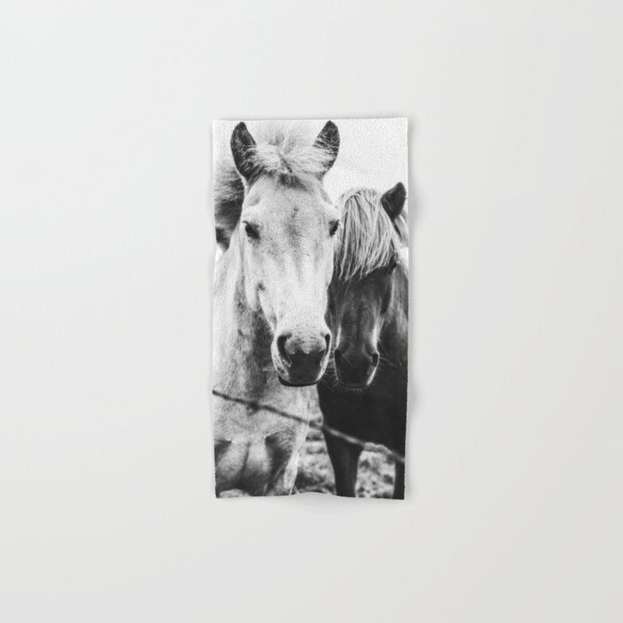 Horses Black and White Bath Towel Gallery Image 1