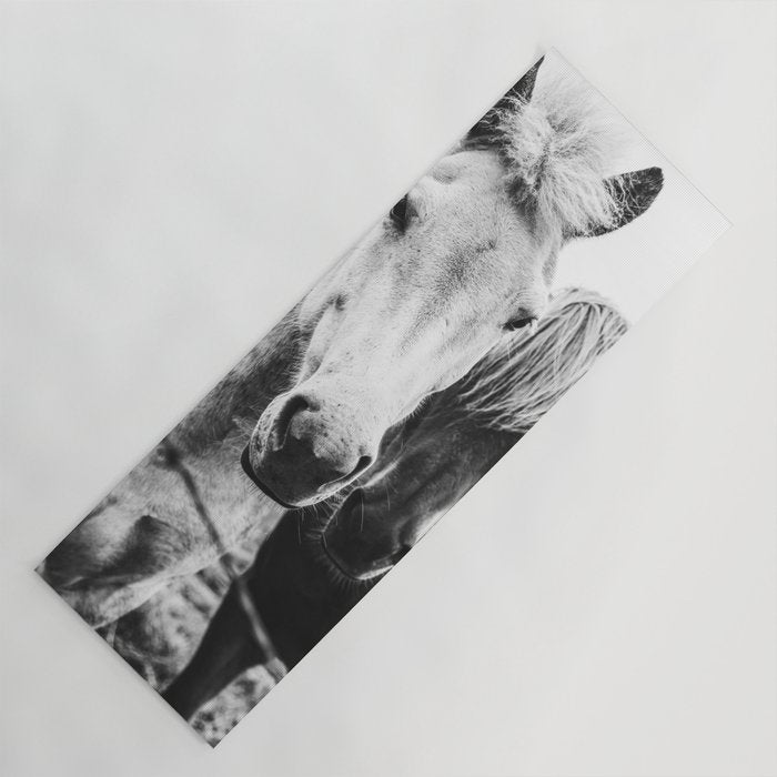 Horses Black and White Yoga Mat Gallery Image 1