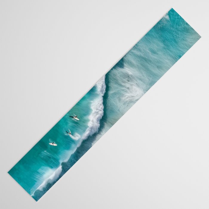 Surfers at Shore - Aerial Beach Photography Table Runner Gallery Image 3