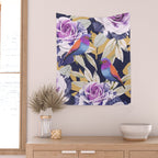 Bird in the rose bush D Wall Tapestry Gallery Image 2