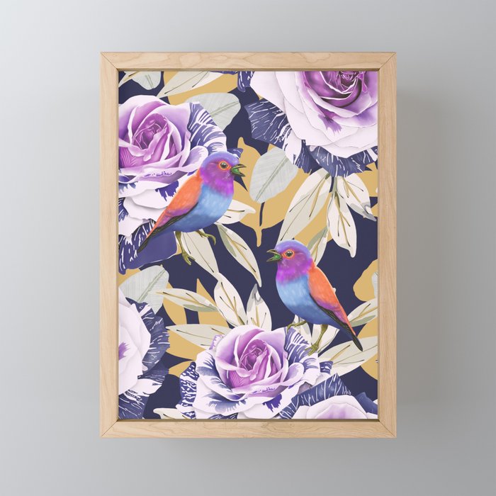 Bird in the rose bush D Mini Art Print Gallery Image 1