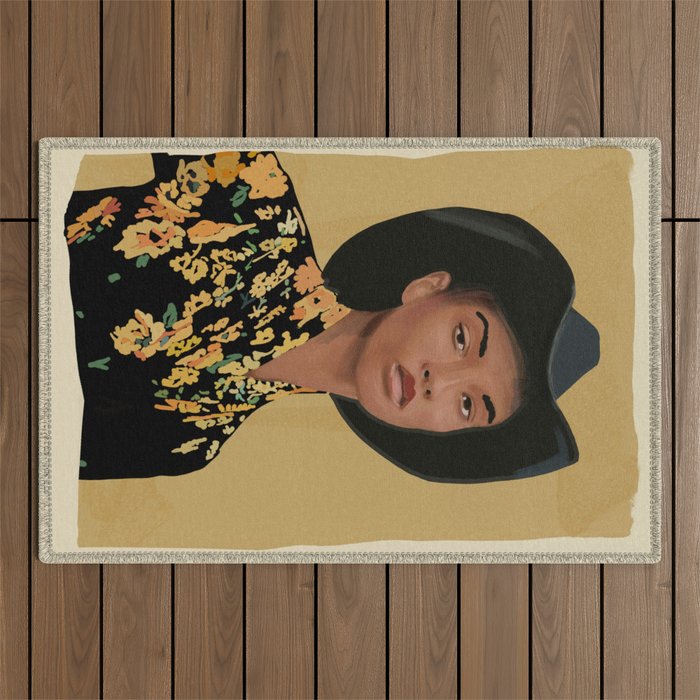 Girl Portrait 34 Outdoor Rug Gallery Image 1
