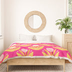 Happy White Dahlias Pattern - Hot Pink Duvet Cover Gallery Image 3