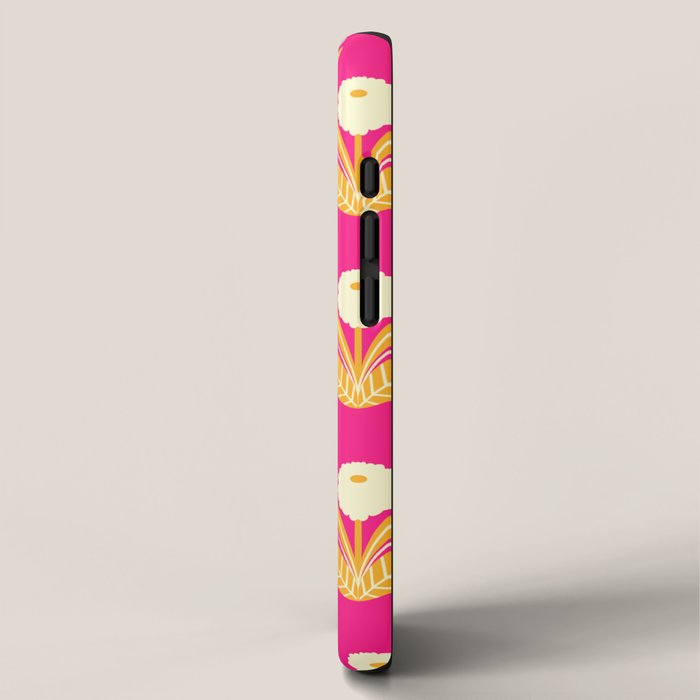 Happy White Dahlias Pattern - Hot Pink iPhone Case Gallery Image 2