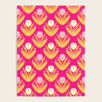 Happy White Dahlias Pattern - Hot Pink Poster Gallery Image 4