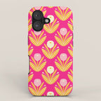 Happy White Dahlias Pattern - Hot Pink iPhone Case Gallery Image 1
