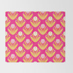 Happy White Dahlias Pattern - Hot Pink Throw Blanket Gallery Image 2