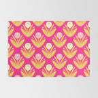 Happy White Dahlias Pattern - Hot Pink Rug Gallery Image 2