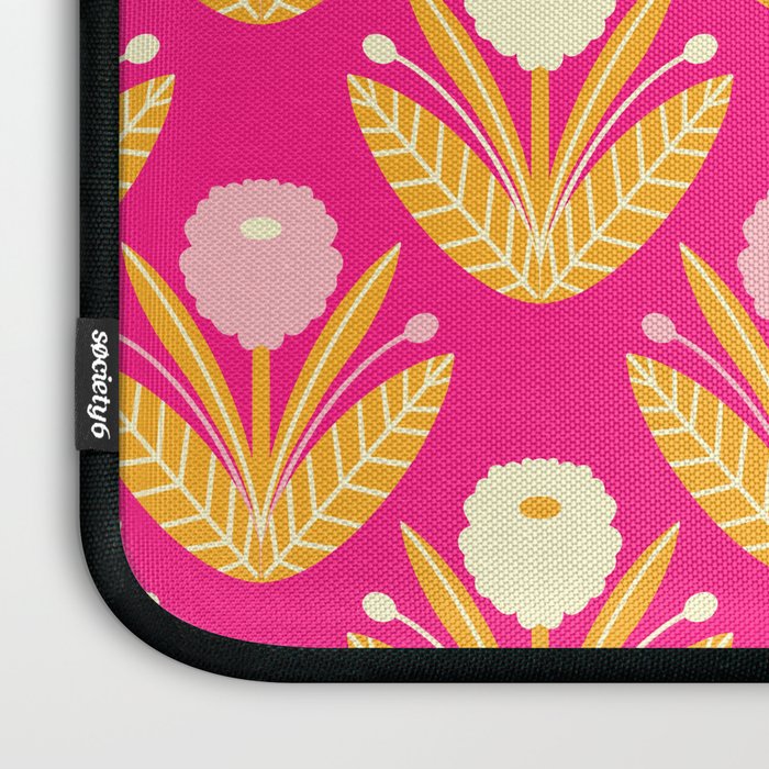 Happy White Dahlias Pattern - Hot Pink Laptop Sleeve Gallery Image 3