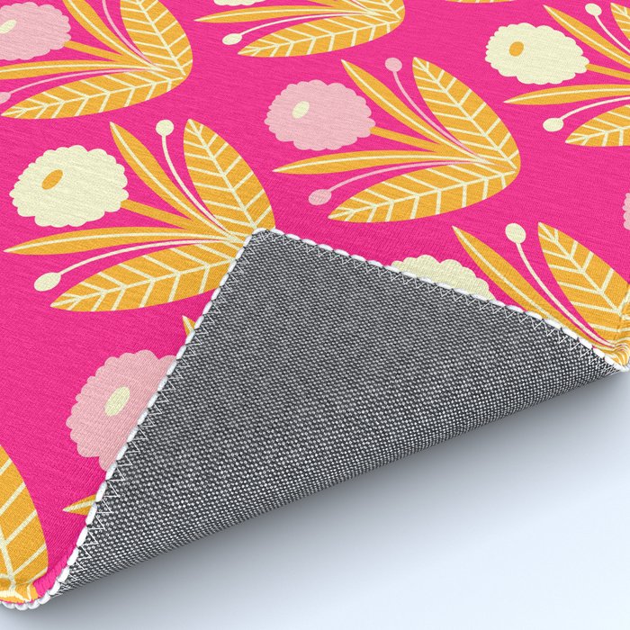 Happy White Dahlias Pattern - Hot Pink Rug Gallery Image 4