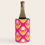Happy White Dahlias Pattern - Hot Pink Wine Chiller Gallery Image 2