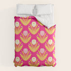 Happy White Dahlias Pattern - Hot Pink Comforter Gallery Image 6