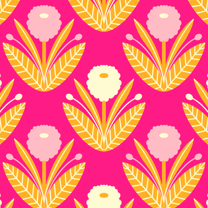 Happy White Dahlias Pattern - Hot Pink Coffee Mug Gallery Image 2