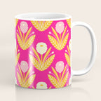 Happy White Dahlias Pattern - Hot Pink Coffee Mug Gallery Image 1