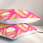 Happy White Dahlias Pattern - Hot Pink Pillow Sham Gallery Image 3