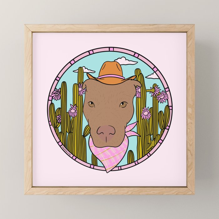 Cowboy Dog- Pitbull Mini Art Print Gallery Image 1