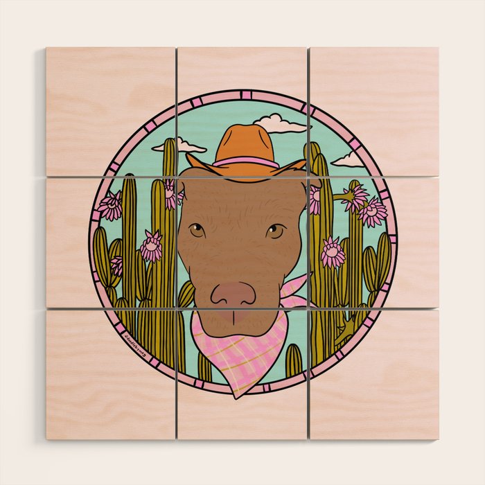 Cowboy Dog- Pitbull Wood Wall Art Gallery Image 1