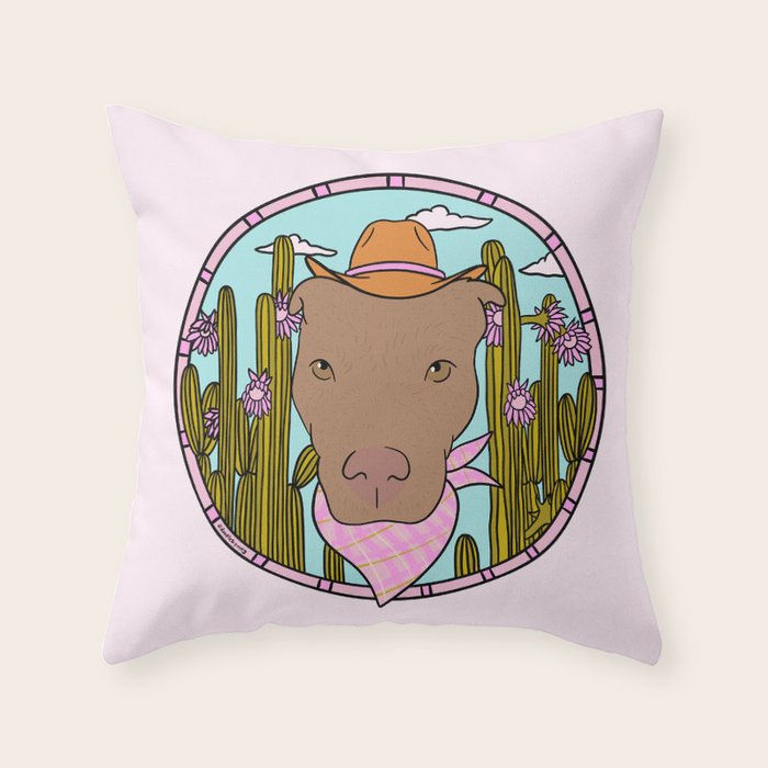 Cowboy Dog- Pitbull Throw Pillow Gallery Image 6