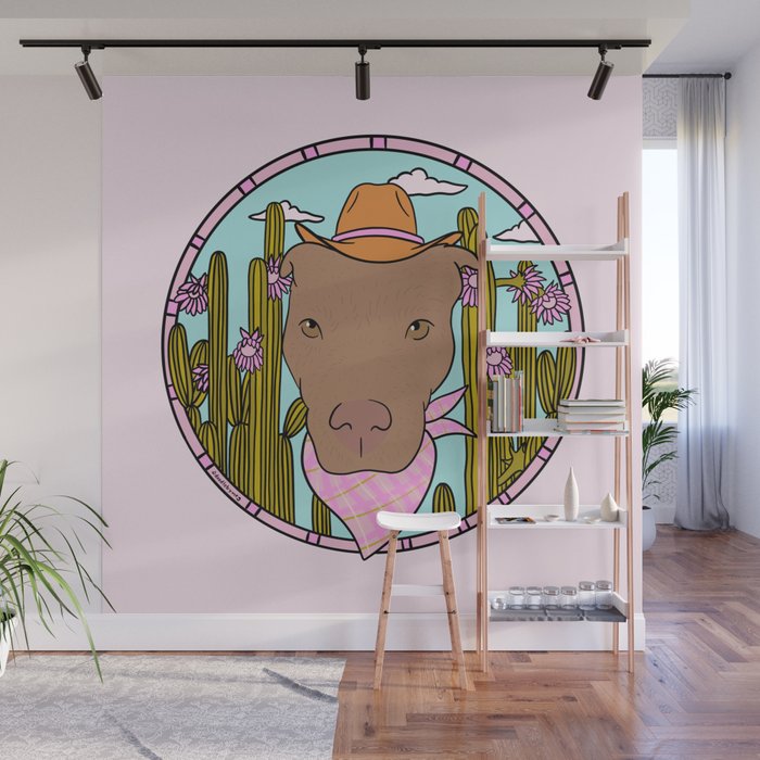 Cowboy Dog- Pitbull Wall Mural Gallery Image 1