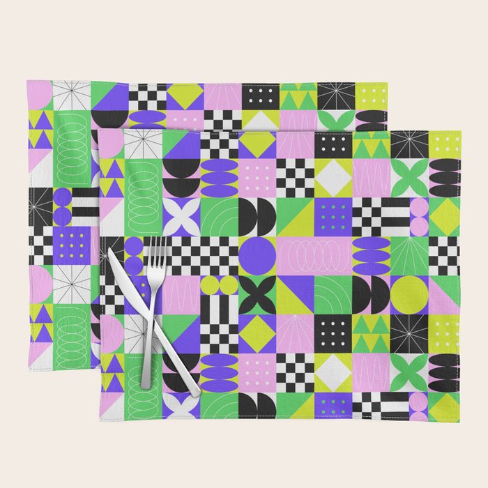 Modern geometric mosaic pattern art Placemat Gallery Image 1