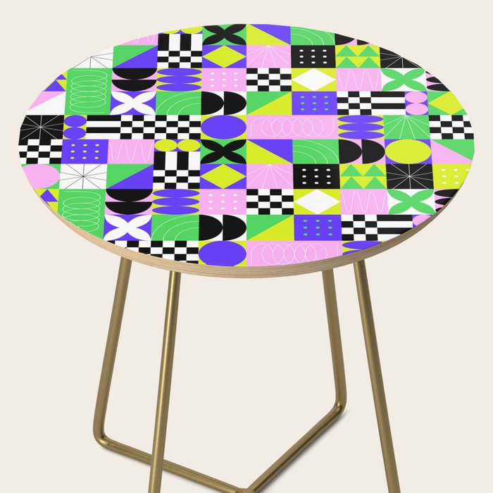 Modern geometric mosaic pattern art Side Table Gallery Image 2