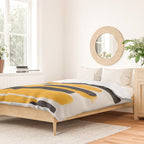 Mid Century Modern Abstract Painting Antique Yellow Black Bumble Bee Stripes Duvet Cover Gallery Image 2