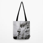 Workmen on face of George Washington, Mount Rushmore, South Dakota black and white photograph Tote Bag Gallery Image 2