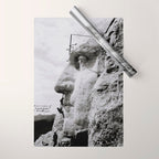 Workmen on face of George Washington, Mount Rushmore, South Dakota black and white photograph Wrapping Paper Gallery Image 1