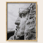 Workmen on face of George Washington, Mount Rushmore, South Dakota black and white photograph Serving Tray Gallery Image 1