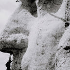 Workmen on face of George Washington, Mount Rushmore, South Dakota black and white photograph Coffee Mug Gallery Image 2