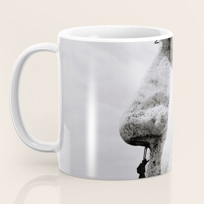 Workmen on face of George Washington, Mount Rushmore, South Dakota black and white photograph Coffee Mug Gallery Image 3