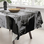 Workmen on face of George Washington, Mount Rushmore, South Dakota black and white photograph Tablecloth Gallery Image 3