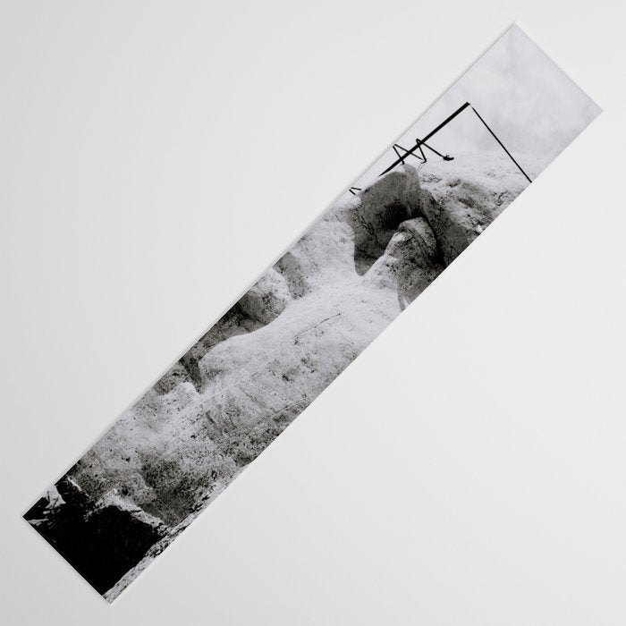 Workmen on face of George Washington, Mount Rushmore, South Dakota black and white photograph Table Runner Gallery Image 3