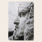 Workmen on face of George Washington, Mount Rushmore, South Dakota black and white photograph Cutting Board Gallery Image 1