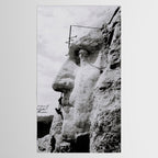 Workmen on face of George Washington, Mount Rushmore, South Dakota black and white photograph Tablecloth Gallery Image 2