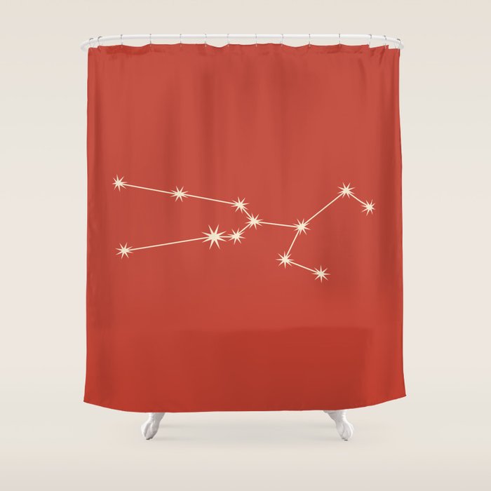 Taurus Zodiac Star Constellation Line Art Red Shower Curtain Gallery Image 1