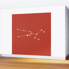 Taurus Zodiac Star Constellation Line Art Red Wall Mural Gallery Image 2
